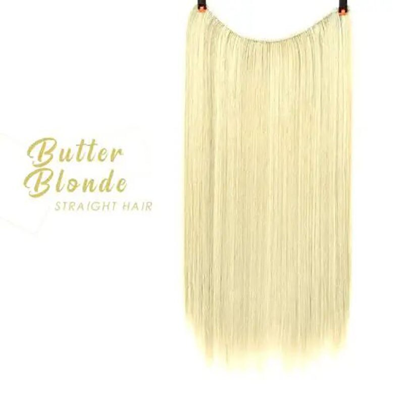 22 pouces femmes vague Extensions de cheveux Secret cheveux Extension bande synthétique naturel caché Secret Invisible fil cheveux pièce sans pince: B5