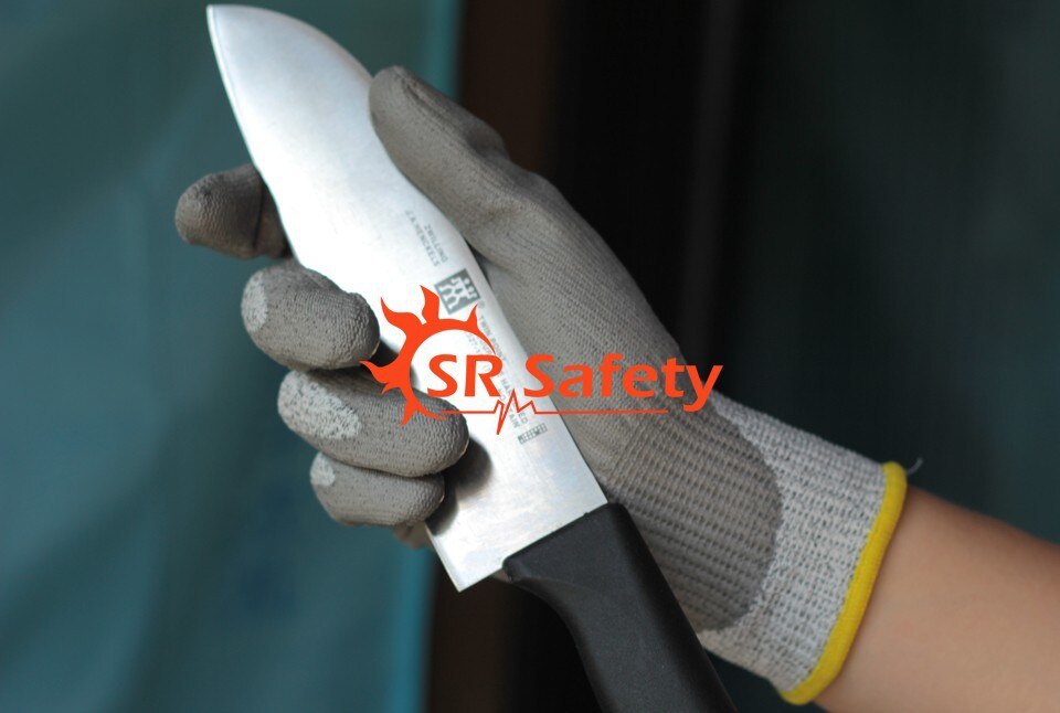 SRSAFETY, 12 pares, guantes usados para trabajo familiar, anticortes, guantes de trabajo baratos, nivel de corte 3, DY110-DG-PU