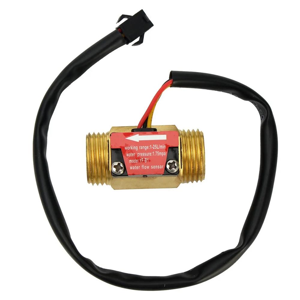 Copper Water Flow Sensor - 1.75Mpa G1/2 Pulse Hall Switch - 1-25L/Min Flow Rate