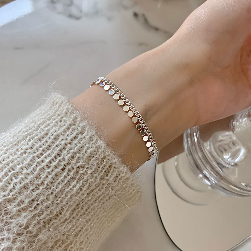 925 szterling srebro połączyć łańcuch kutas okrągły koralik czar bransoletka bransoletka dla kobiety dziewczyny impreza koreański biżuteria Akcesoria sl511