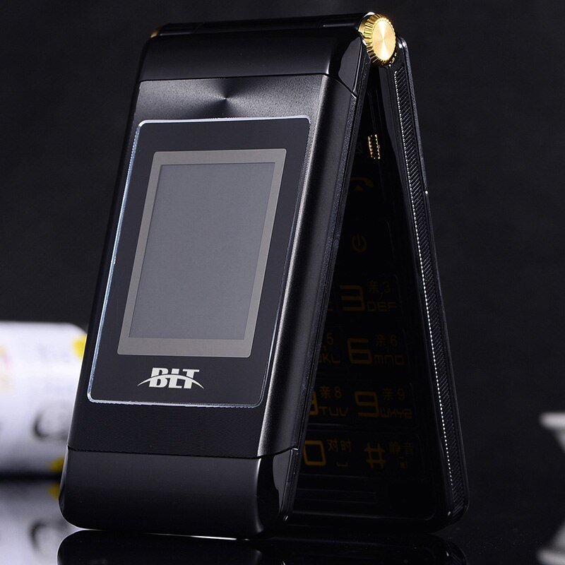 BLT Dual 2.8" Touch Screen Long Standby Big Russian Key Loud Sound Senior Flip Cell Mobile Phone For Old People P022: English key / black