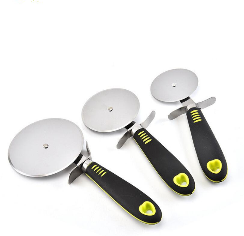 3 Size Pizza Cutter Knives Non-stick Single wheel Pizza Cutting Knife With Holder Stainless Steel Pizza Tool Kitchen