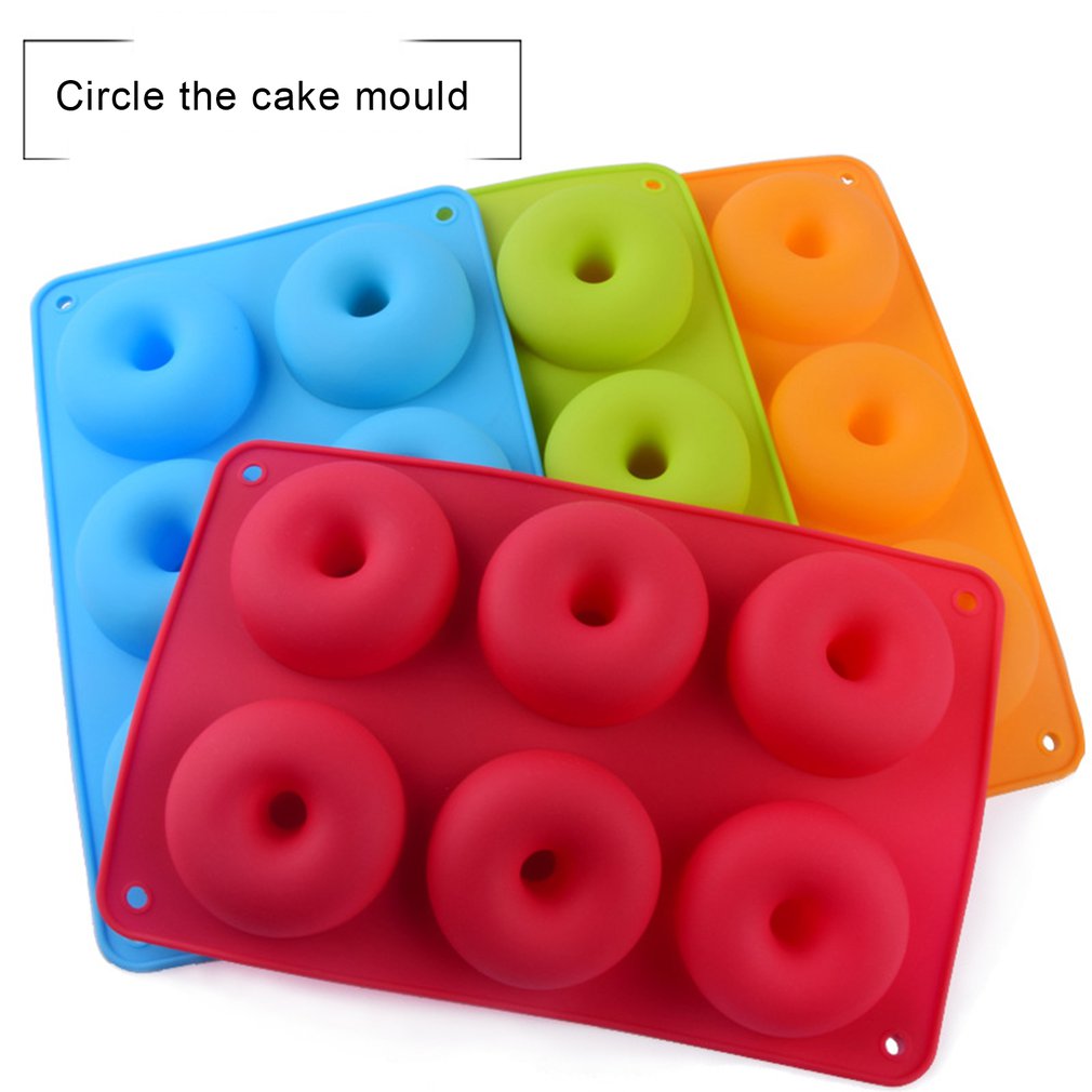 6 Doughnut Silicone Mold Diy Round Cake Angel Circle Biscuit Muffin Mold Donut Silicone Ice Cube Molds Candy Chocolate