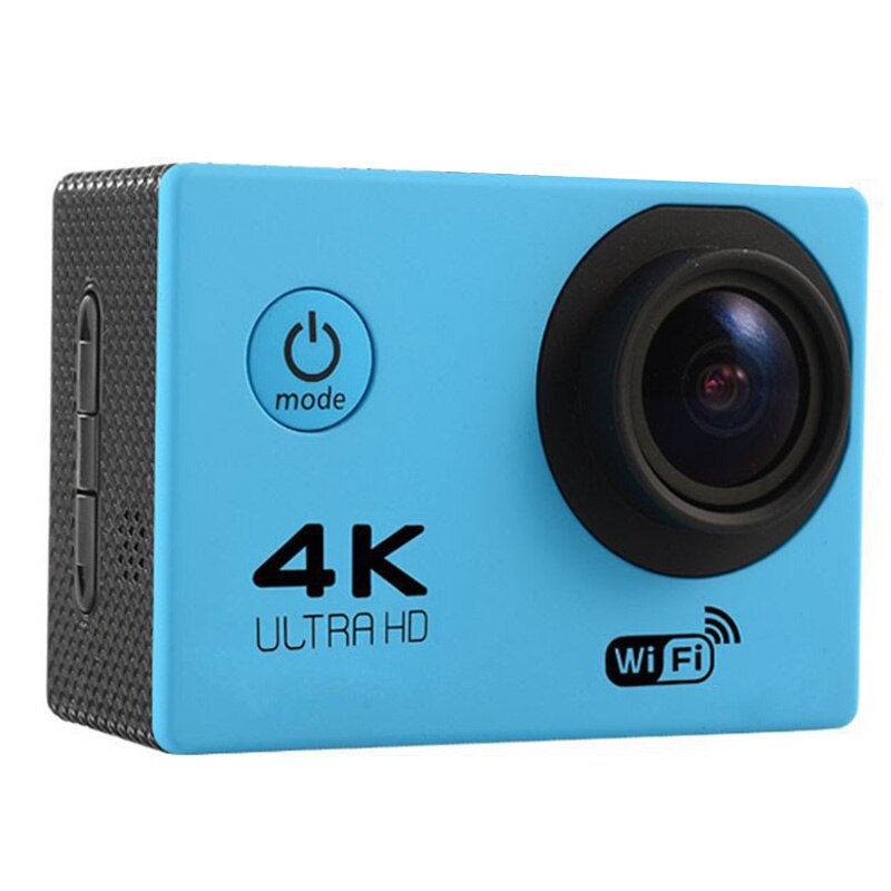 Wireless Wifi Camera HD 4K Waterproof Wide Angle 2.0 Inch Screen for Outdoor Sports: Blue
