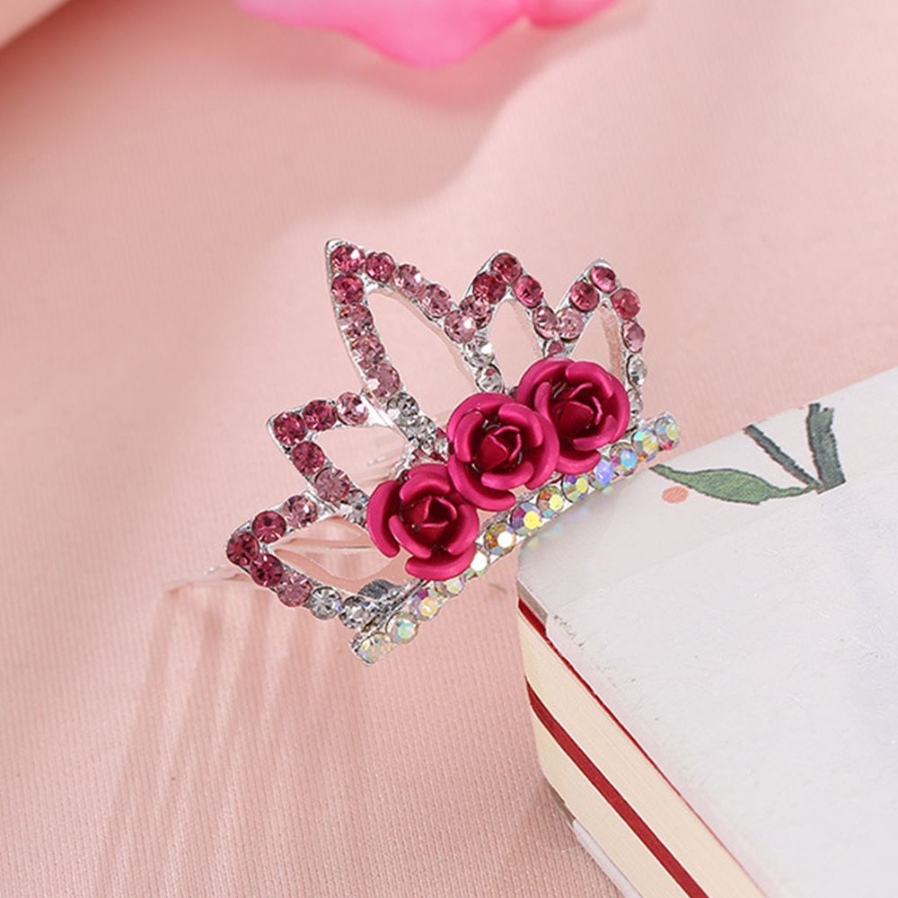 Pink Princess Rhinestone Mini Cute Rose Flower Crystal Rhinestone Princess ... – Vicedeal