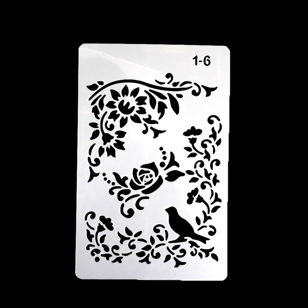 12 DIY Malerei Vorlage Hohl Graphics Home Wand Malerei Dekoration Sammelalbum Album Tagebuch Zeichnung Präge Schablonen: 1-6