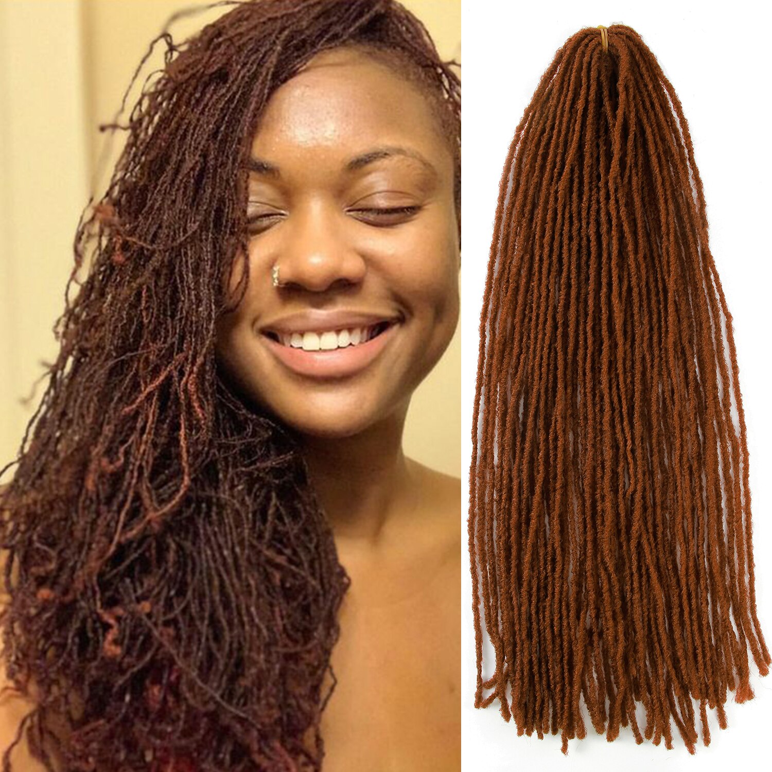 Deadlocks Sister Locks Afro Crochet Braids Ombre Color 18 Inch Brown Synthetic Braiding Hair for Women Faux Locs Crochet Hair: #30 / 7Pcs/Lot