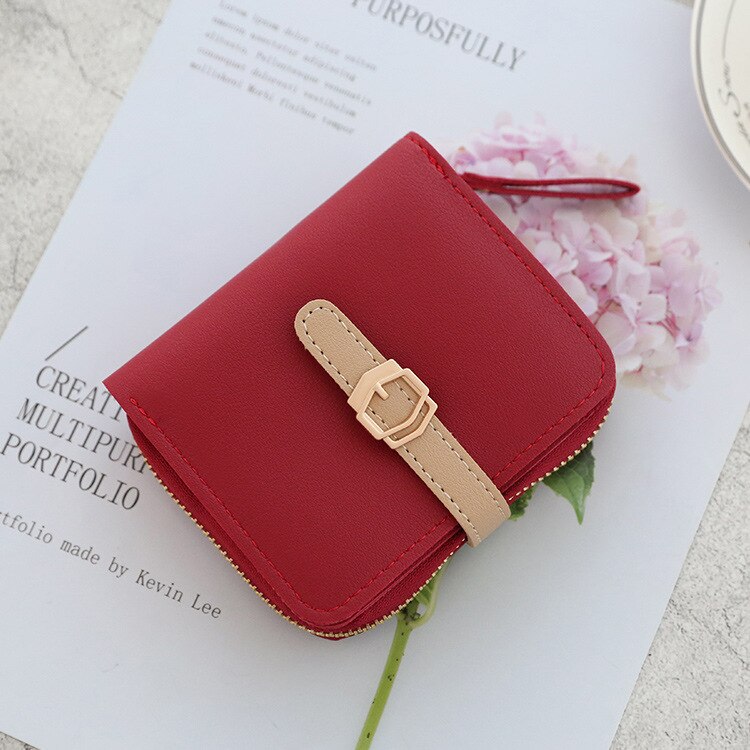 Women's Wallet Short Women Coin Purse Wallets For Woman Card Holder Small Ladies Wallet Female Hasp Mini Clutch For Girl: Wine Red