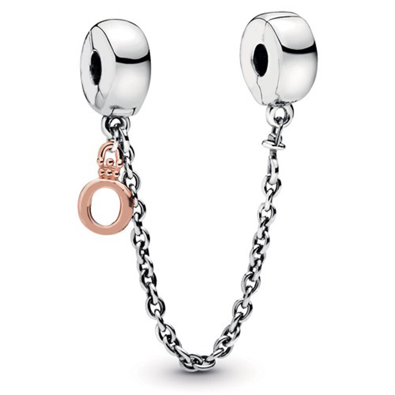 Arcs Of Love Enchanted Heart Shining Elegance Floral Safety Chain Charm 925 Sterling Silver Beads Fit Bracelet Jewelry: 9