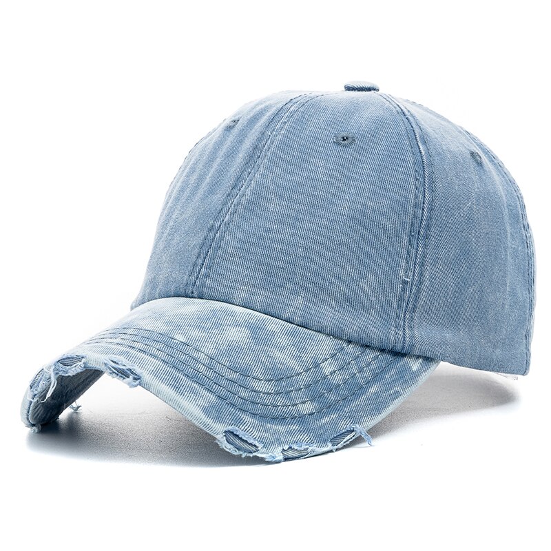 Neue unisex Gewaschen Baumwolle Kappe Denim schlicht Baseball Deckel Männer Frauen Einstellbare lässig draussen Straße Hütte: Himmel Blau