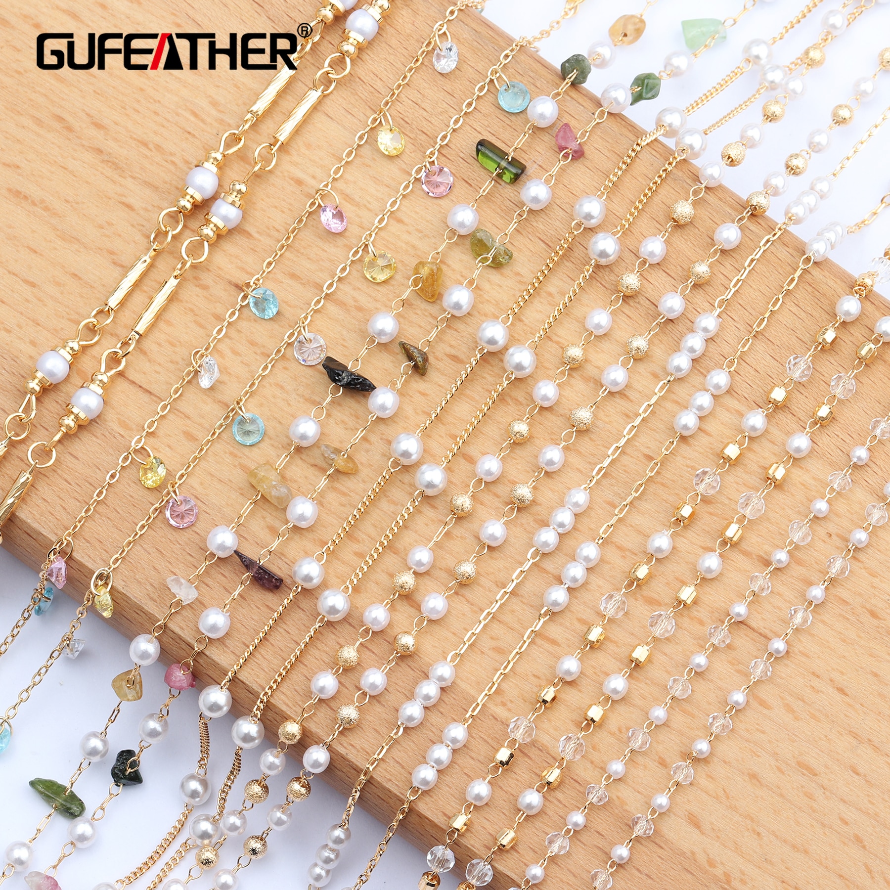 GUFEATHER C63,jewelry accessories,18k gold plated,0.3 microns,copper chain,beads,natural stone,diy chain necklace,1m/lot