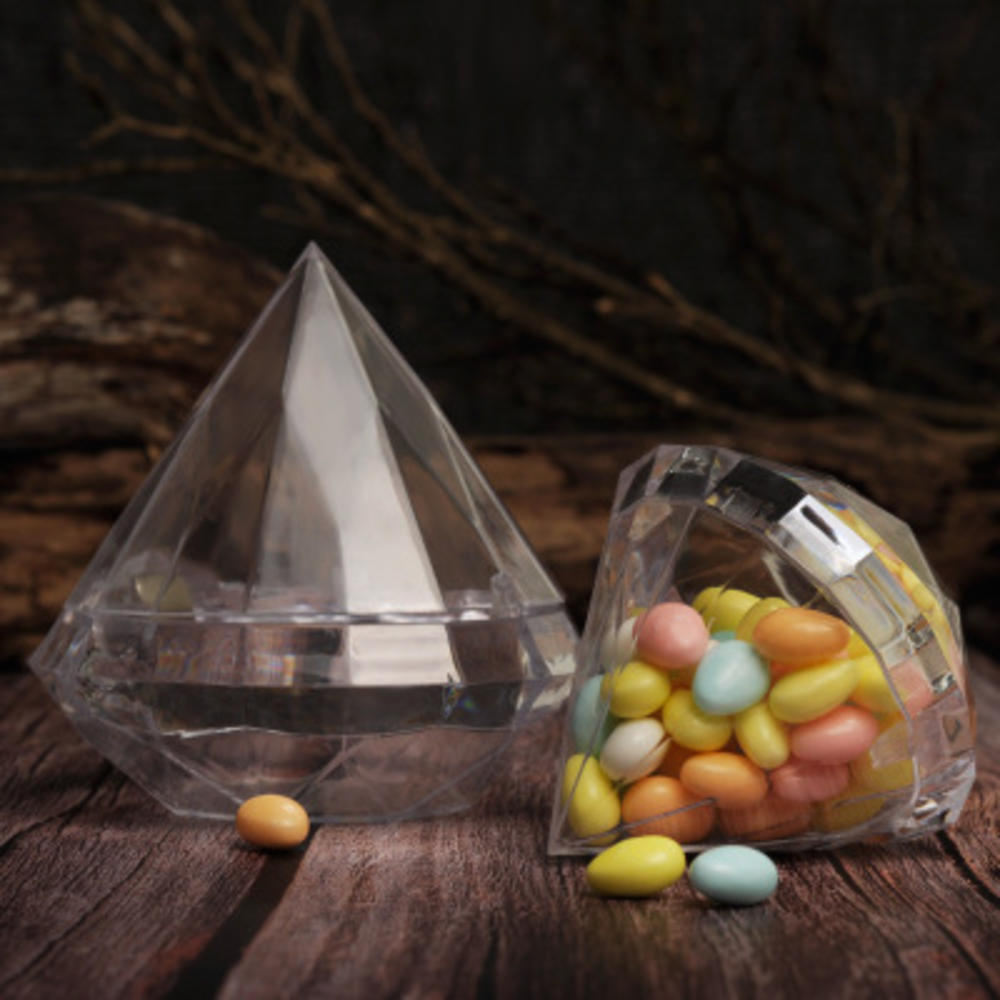 1Pcs Transparent Diamond Shape Candy Box Clear Plastic Container Box Party Wedding Favor Boxes Pie Party Box bags