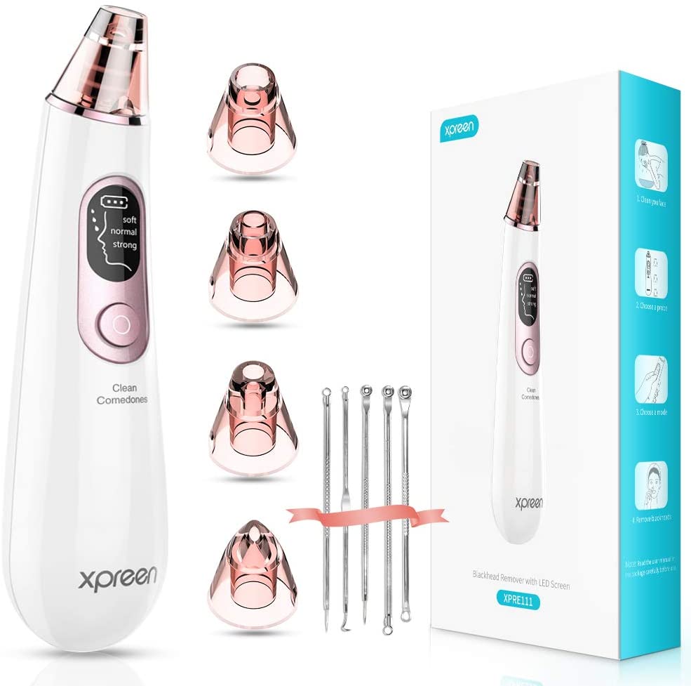Limpiador de Poros, Xpreen Extractor de Puntos Negros Limpiador Facial Blackhead Remover Eliminador Puntos Negros Electrónico Re