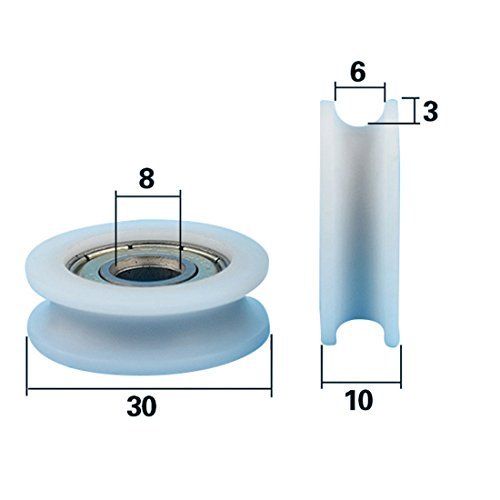 10Pcs U Groef Schuifdeur Wiel 8X30X10Mm Pom Caoted Met 608zz Lager Katrol Wielen roller Voor 3Mm Rope W/Lager