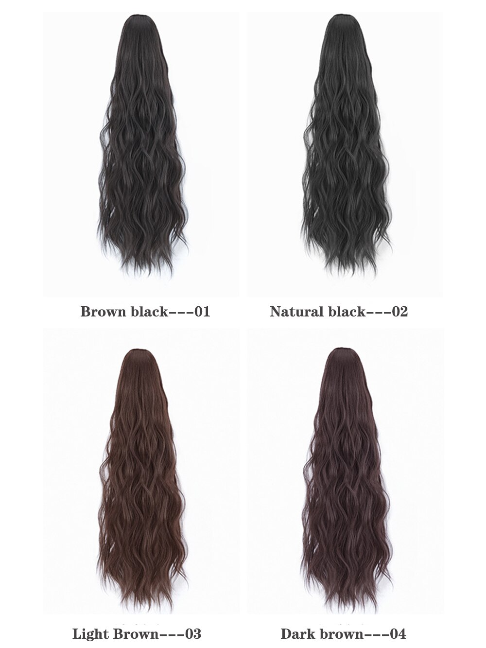 Horquilla sintética de Seda de alta temperatura mate para cola de caballo, coleta ondulada con agua, adorno de cabello natural, tocado