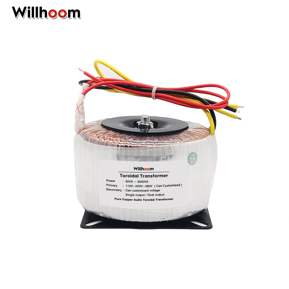 Transformador toroidal 50w, saída dupla, 3 fios, 9v-0-9v/12v-0-12v/24v-0-24v, fio de cobre, amplificador de áudio, entrada 220v 110v, núcleo de anel