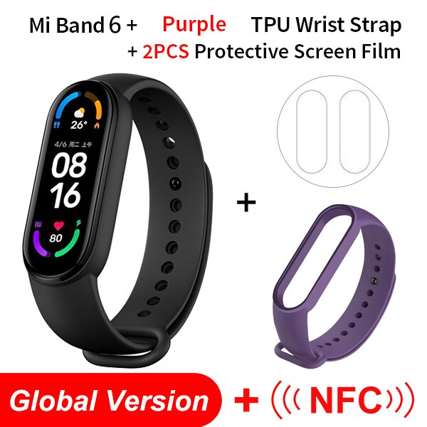 Global Version Xiaomi Mi Band 6 AMOLED Screen Blood Oxygen Fitness Traker Heart Rate 5ATM Waterproof Smart Band 5 Color Bracelet