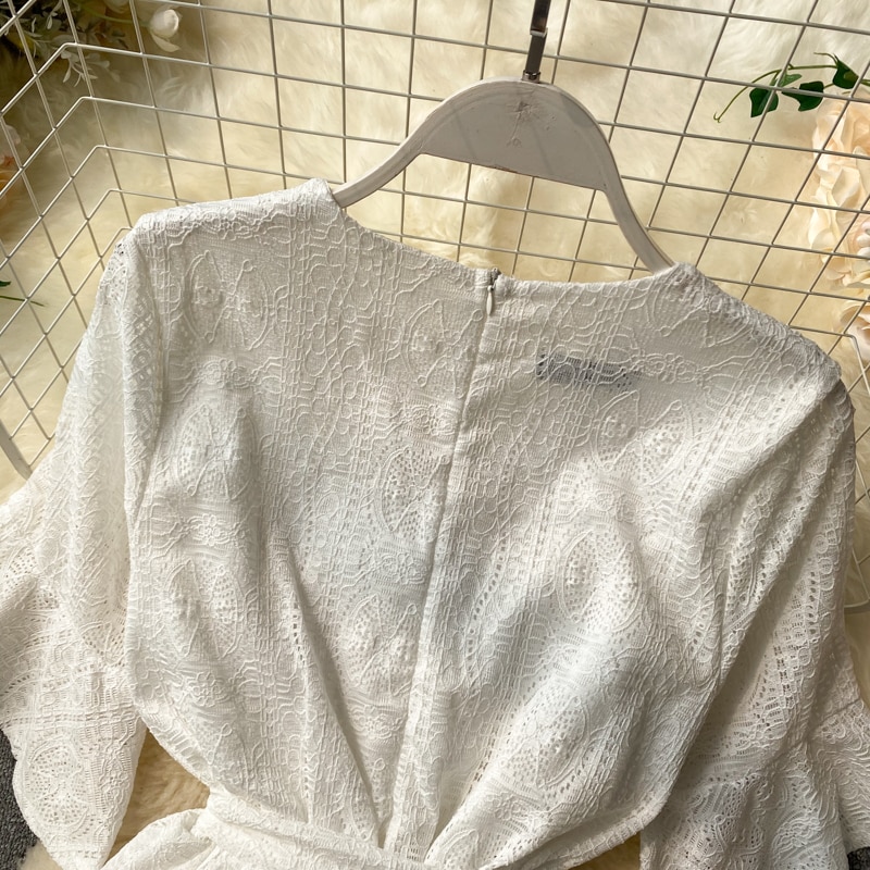 SINGRAIN femmes été dentelle jambe large Shorts flare manches col en V bureau barboteuses coréen décontracté décontracté Streetwear barboteuses