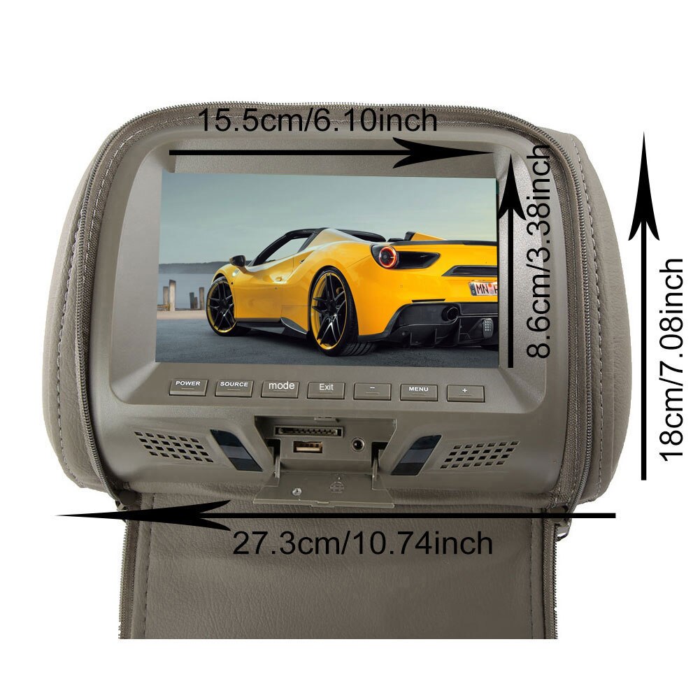 Universal 7 inches Automobile Car Headrest Monitor Rear Seat Entertainment Multimedia Player General AV USB SD MP4