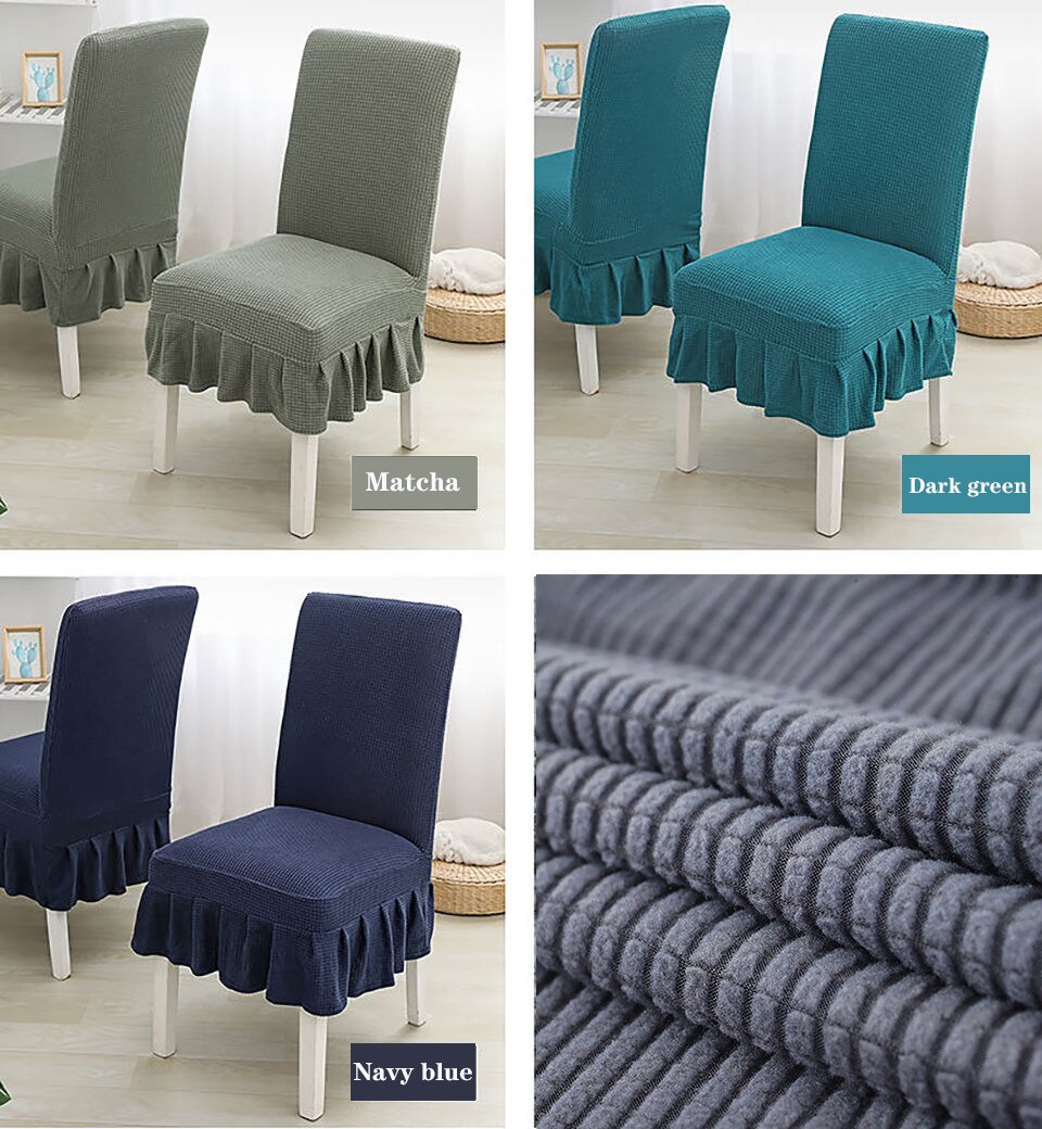 Super Soft Polar Fleece Fabric Skirt Style Chair Cover Elastic Chair Covers Spandex For Kitchen/Wedding Chair Covers Dining Room