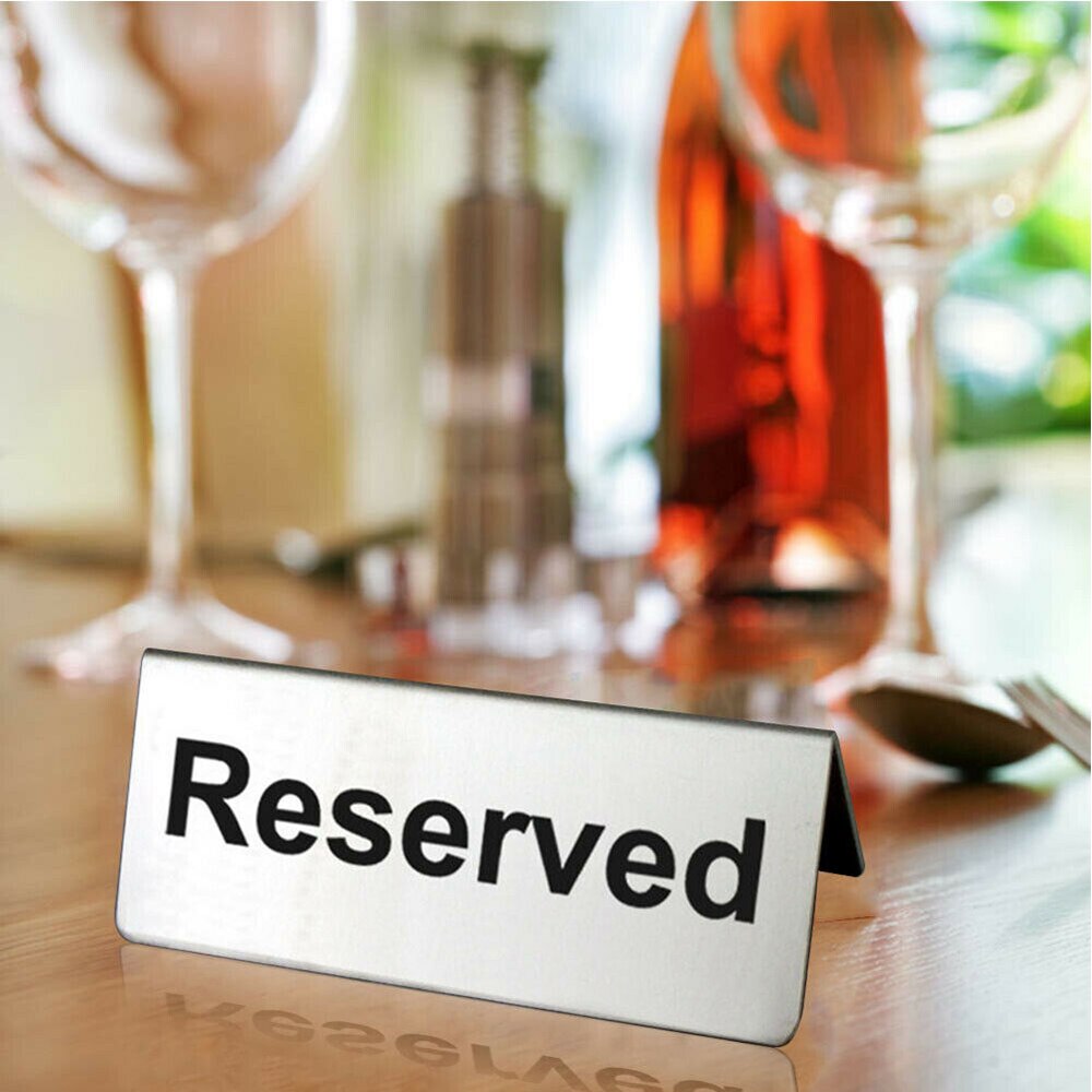 til kafeer hoteller restauranter bar gjenbrukbare dobbeltsidige bordskilt i rustfritt stål kortholder bordplate reserverte skilt
