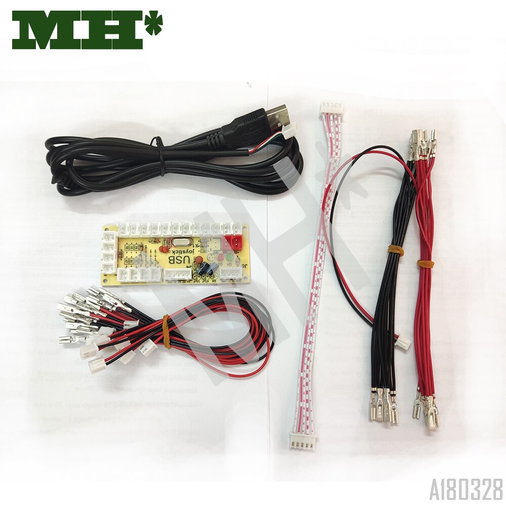 2 Spelers Nul Vertraging Arcade Diy Kit Usb Encoder Voor 4 & 8 Manier Zippy 5PIN Joystick 2.8 & 4.8mm Knop Met 2pin 2.8 & 6.3 Mm Licht Kabel: 1Zero 2.8MM 5p-2.8L