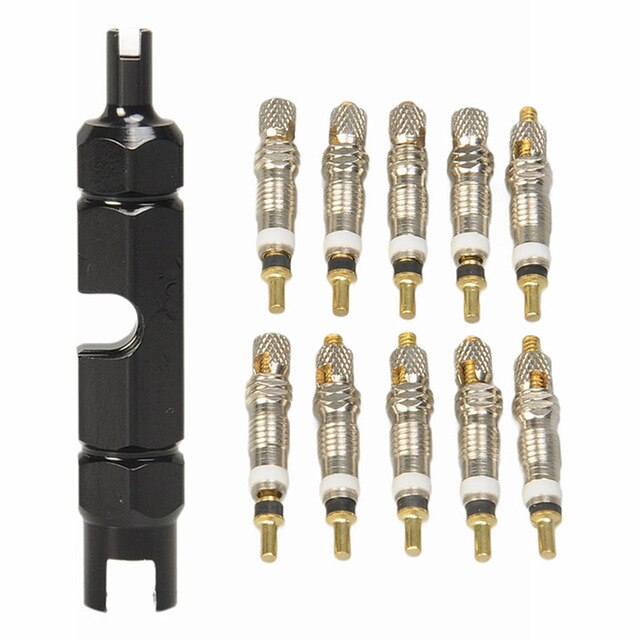 10Pcs Replacement VALVE CORES For Bicycle Mountain Road/MTB Bike Aluminum Alloy Tubeles Tubes Repair Tire Service Parts: Black