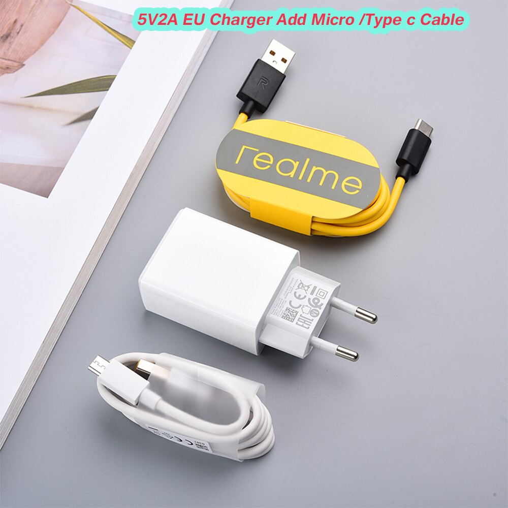 USB C Micro Charge Cable Adapter 2A Data 100CM Line EU Charger For Realme X2 Pro X50m 5 3i OPPO Reno 2 3 Samsung S9 A10 A7 A8S