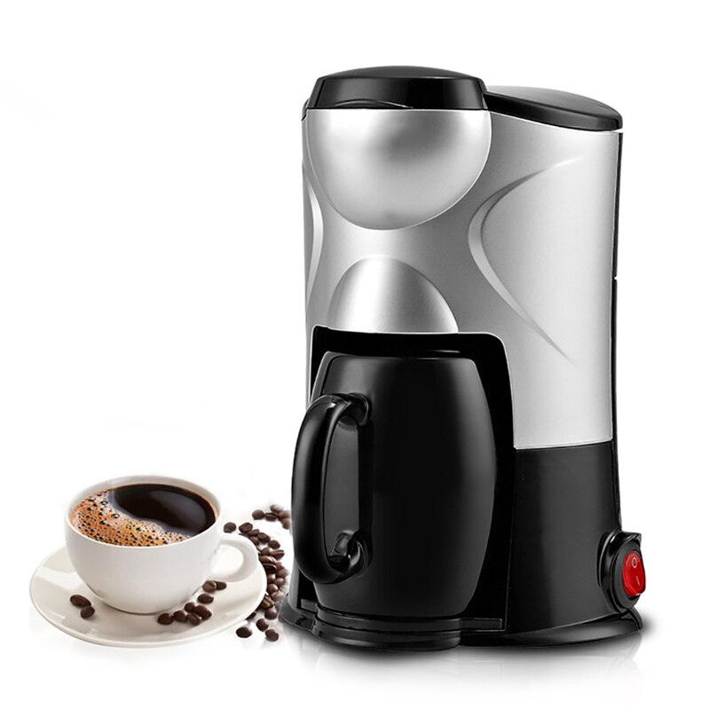 Kaffe- og tefaciliteter stilfuld hjemmebærbar fuldautomatisk mini amerikansk kaffemaskine sort og lyserød eu-stik 220v