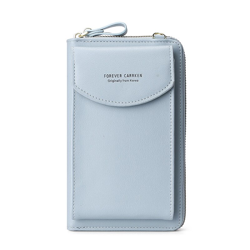 CarrKen Ladies Wallet Diagonal Bag Multi-Function Mobile Phone Bag Long Clutch Bag Versatile Shoulder Bag: Sky Blue