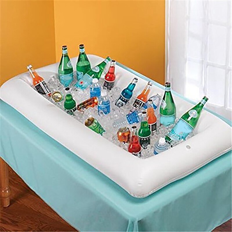 Pool float oppustelig ølbord madras isspand servering salatbar bakke mad drikke holder til sommer vandfest flådelegetøj