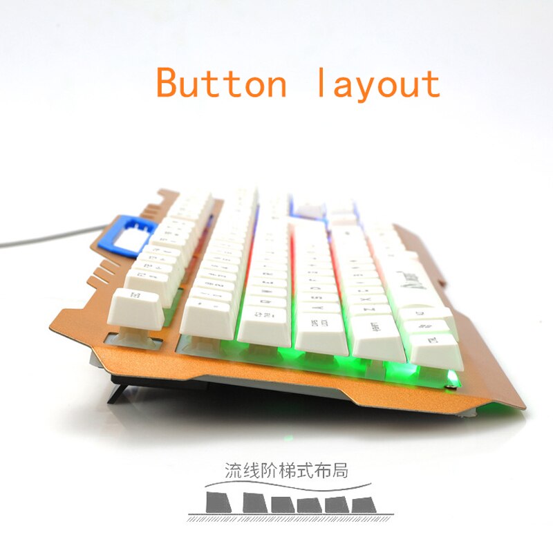 Juegos de teclado de ratón para juegos con cable soporte para teléfono teclado con sensación mecánica Gamer con luz de fondo RGB soporte para teclado de ordenador LED