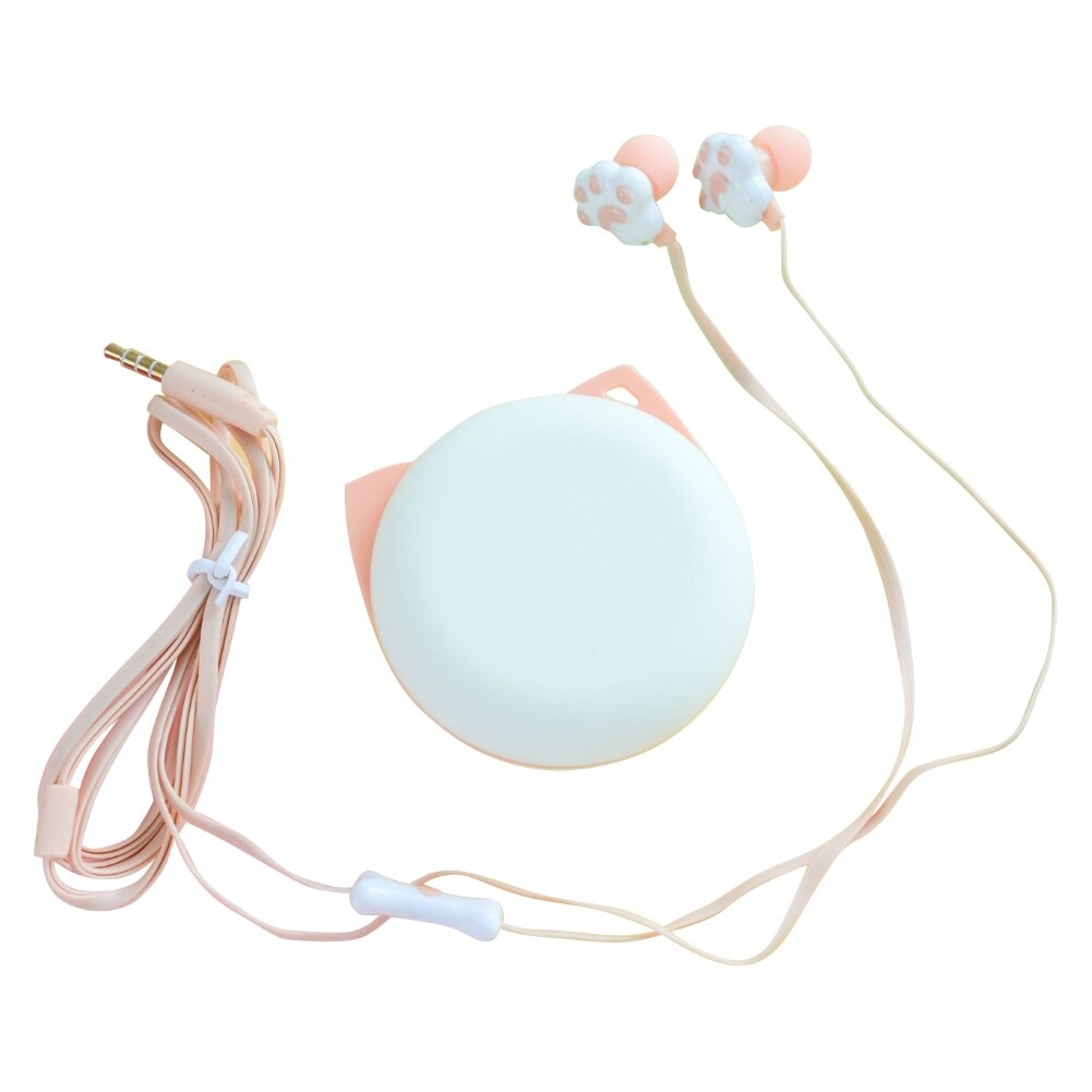 Cute Cat Claw Earphones 3.5mm Stereo in-ear Earbuds with Microphone for iPhone Samsung Xiaomi Girls Kids Child Student: Pink