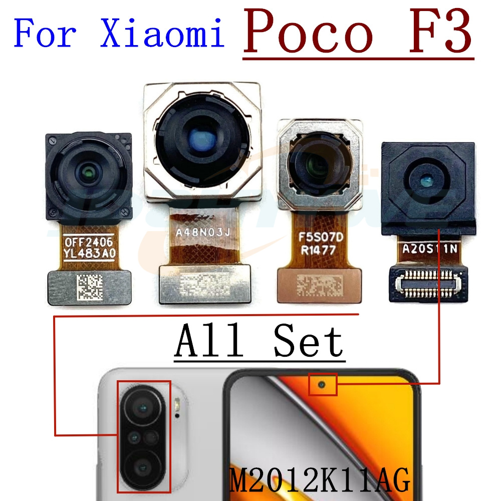 Cámara Frontal trasera para Xiaomi Poco F4 F3, Selfie Frontal, módulo de cámara ancha trasera principal, piezas de Cable flexible: Verde