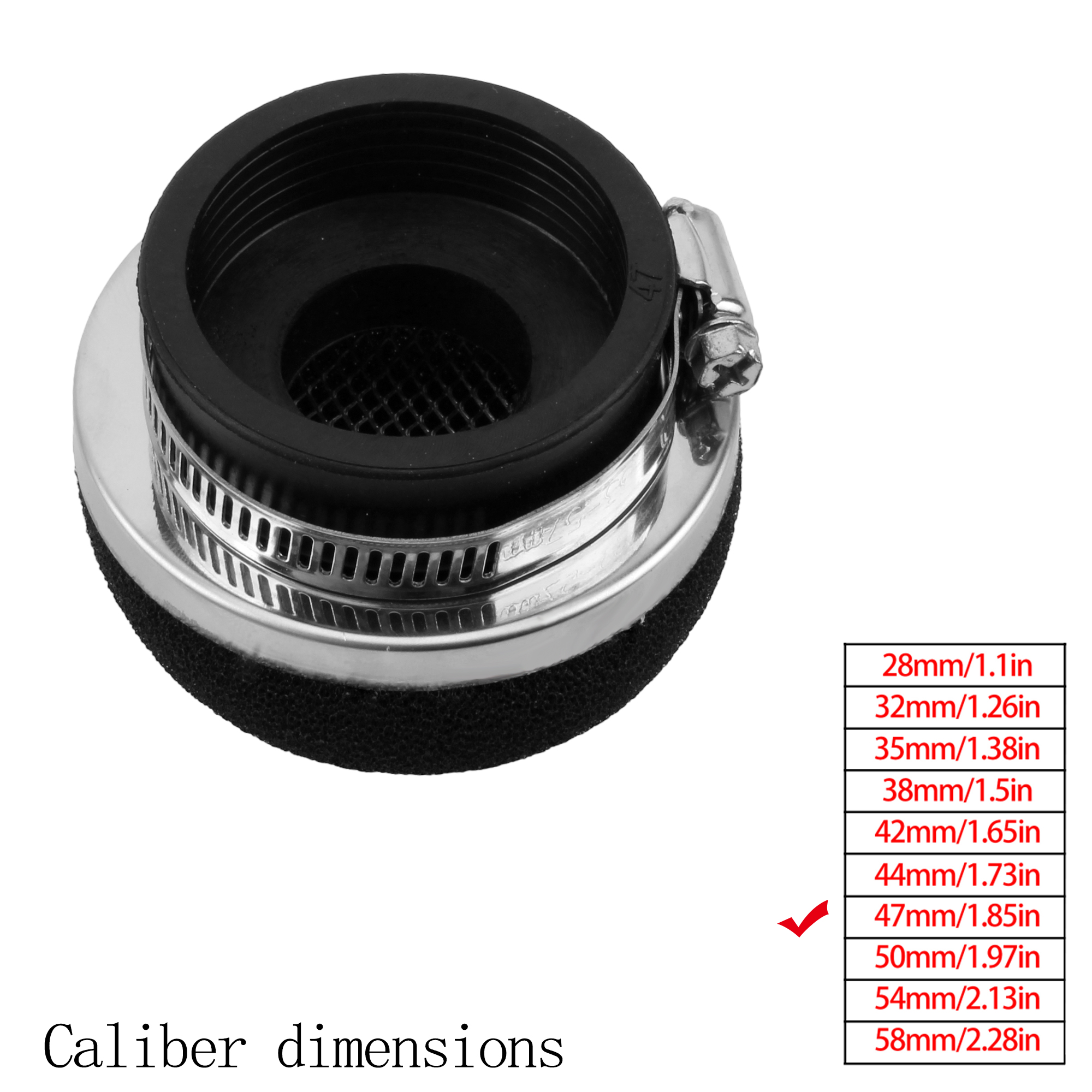 Filtro de aire para motocicleta, accesorios universales para motor de 2 tiempos, 28/32/35/38/42/45/50/54/58MM, piezas para Motocross, filtro de aire de alto flujo: Negro