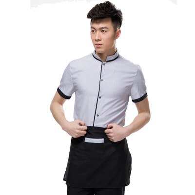 Lebensmittel Service Frühling Supermarkt Café Kellner Uniform Hemd Waiterss Uniform für Frauen Männer Restaurant Arbeitskleidung Spitzen: Männer Stil / L
