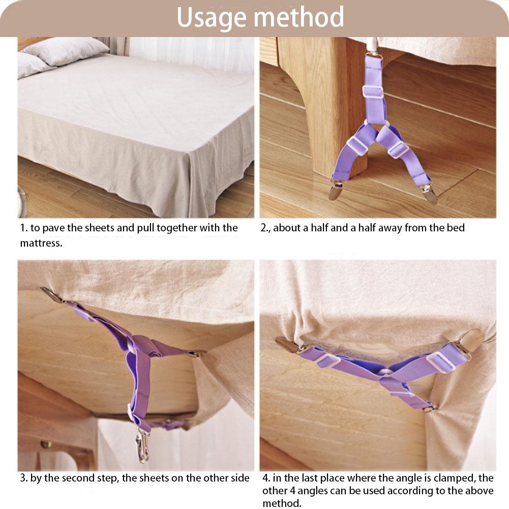 4 unids/set elástico cama pinzas para hojas ajustable pesado pinzas correas de la Liga