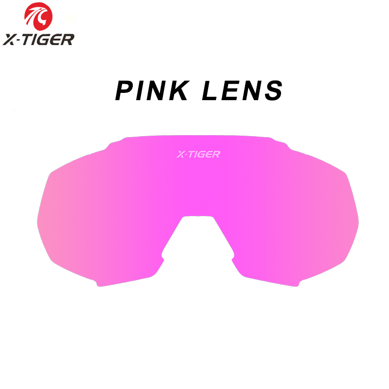 X-TIGER JPC Cycling Glasses Accessories Photochromic Lens Bike Sunglasses Feets Polarized Lens Replacement Lense Myopia Frame: Pink lens