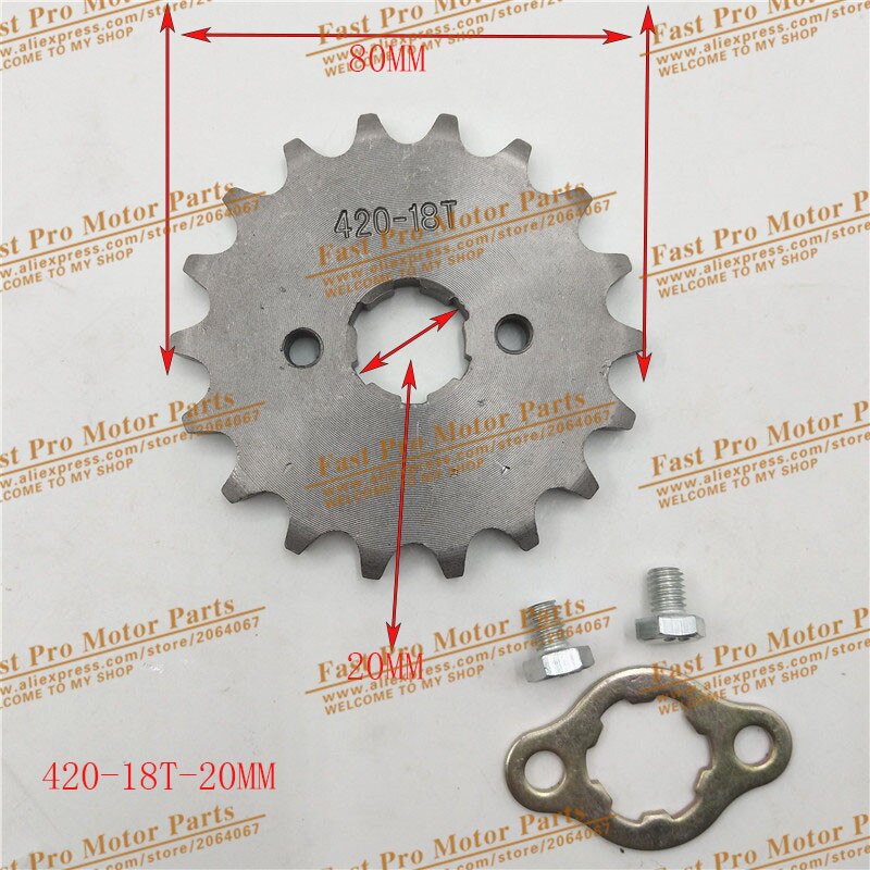 Front Engine 420# 17mm 20mm 10T 11T 12T 13T 14T 15T 16T 17T 18T 19T Teeth Chain Sprocket With Retainer Plate Locker: 420-18T-20MM