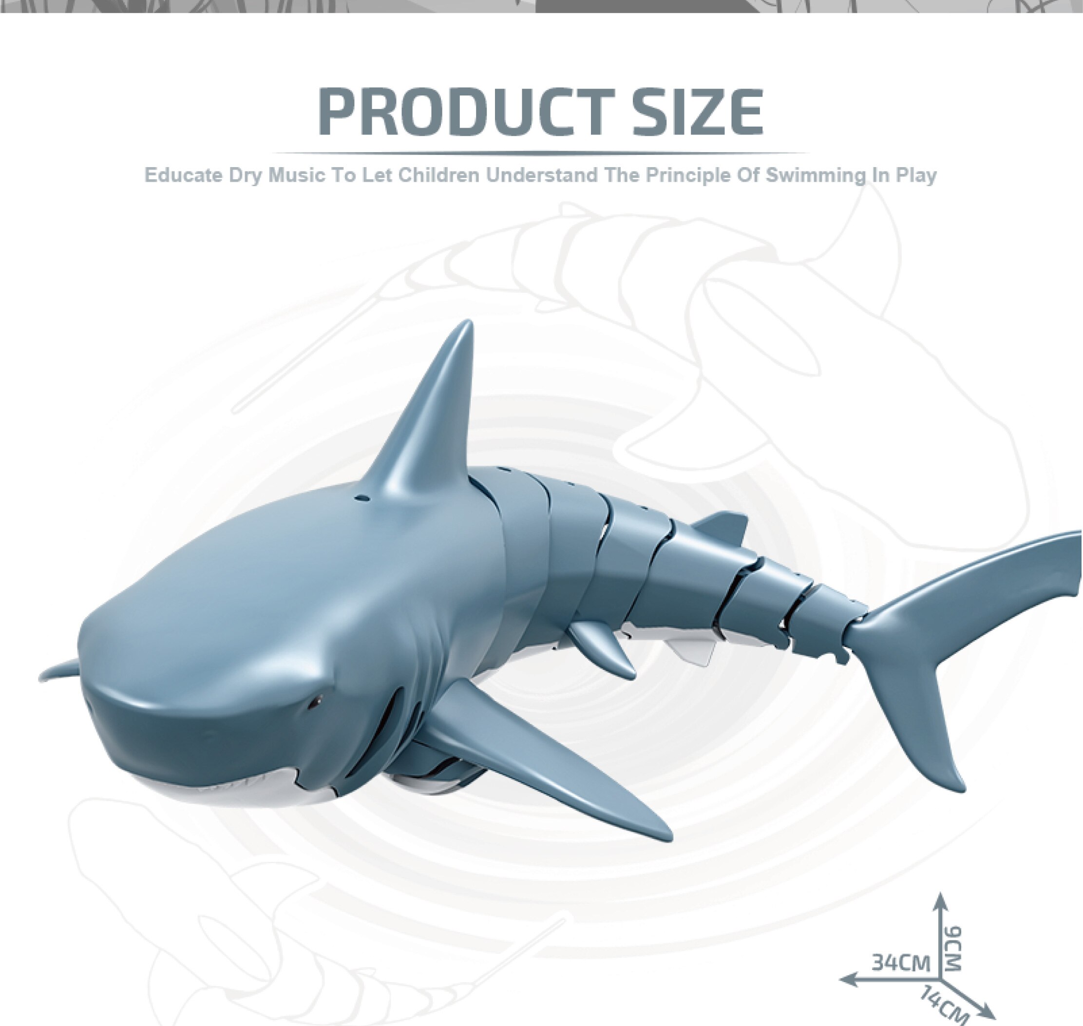 Juguete de tiburón teledirigido para niños, Robot de juguete con Control remoto de animales, bañera, piscina, juguetes eléctricos de agua para niños, tiburón submarino, para niños: Gris claro
