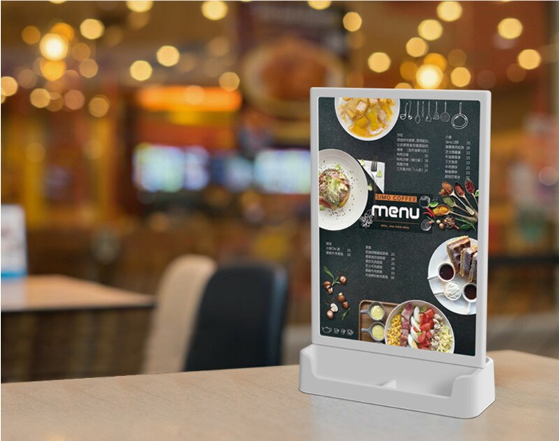 A5 T-shaped Table Stand-up Menu Card Holder Display Stand For Hotel, Home, Office, Store, Restaraunt Menu Poster Ad Frame: White