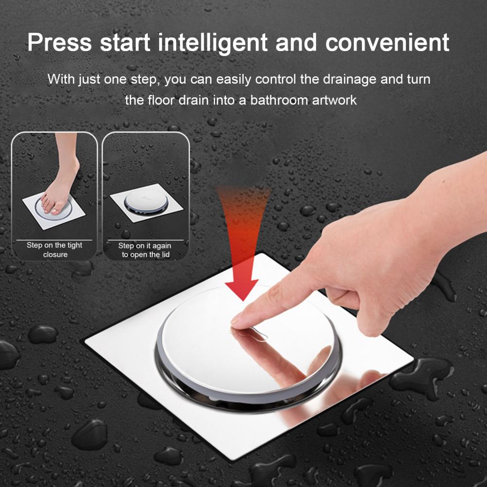 Stainless Steel Floor Drain Cover Precision Sealing Structure Blocks Odor Insect Foot-Pedal Drain Cover Durable Drain Cover