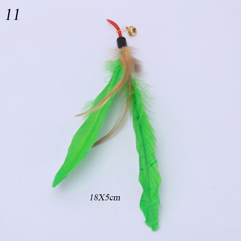 L40 cute cat toys 1pc cat feather toys, kitten interactive teaser bell feather stretch fishing rod play wand pets replacement head: 11