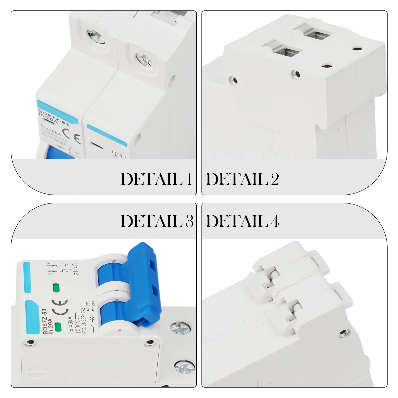 DC Stroomonderbreker 1000V 2 Pole Dubbele MCB Solar PV 6 10 16 20 32 40 50 63 Amp Solar vervangende Accessoires Voor Huishoudelijke