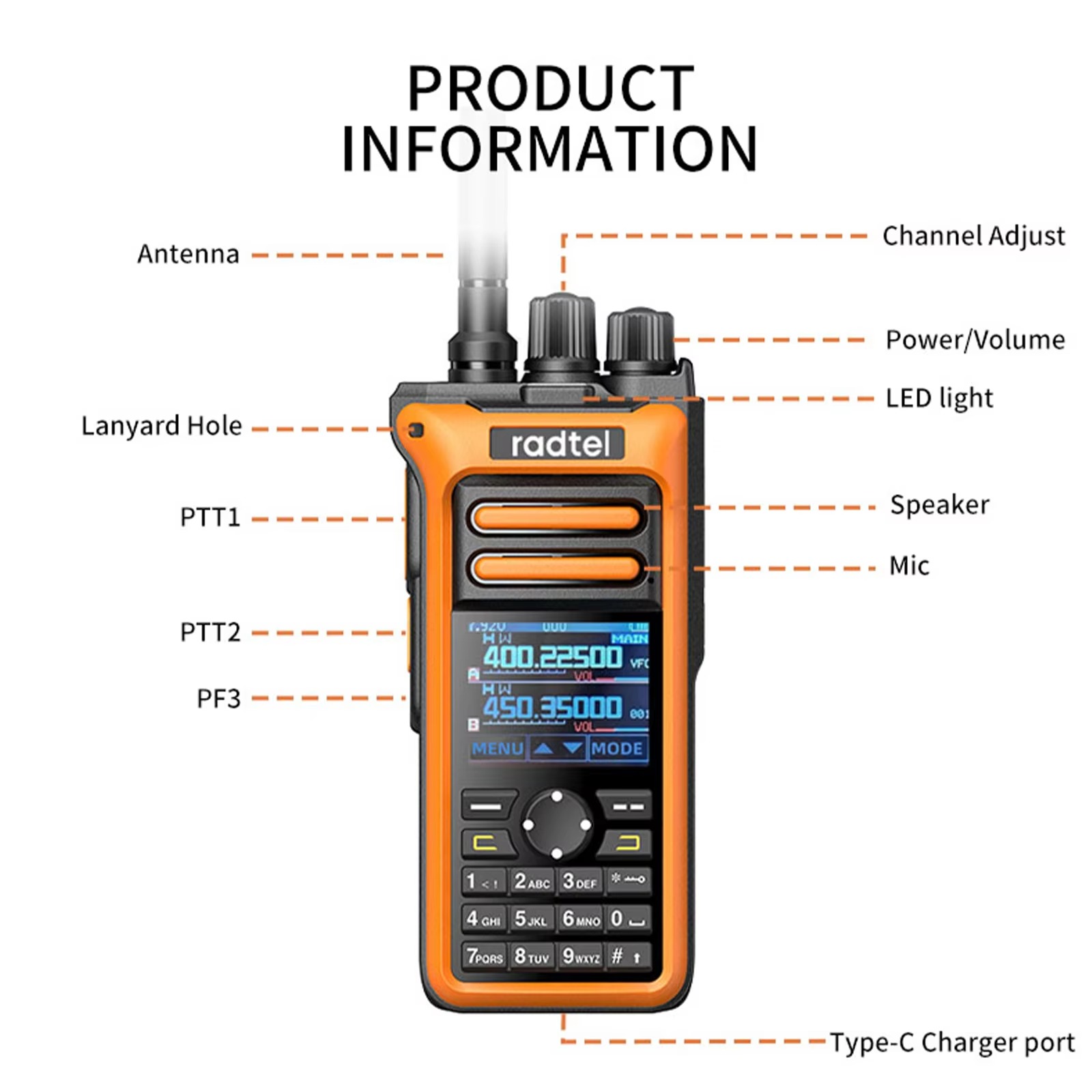 Radtel RT-752 10w air band walkie talkie voll band amateur ham radio 250ch ht USB-C batterie noaa fm am aufnahme vibration