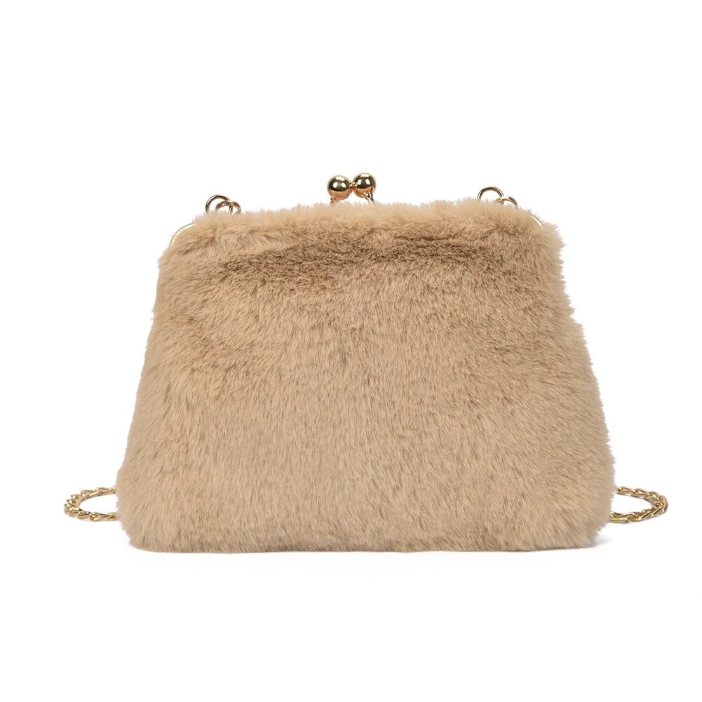 Leuke Pluche Kleine Vierkante Tas Vrouwen Handtas Casual Purse Chain Mobiele Telefoon Schouder Messenger tassen: CAMEL