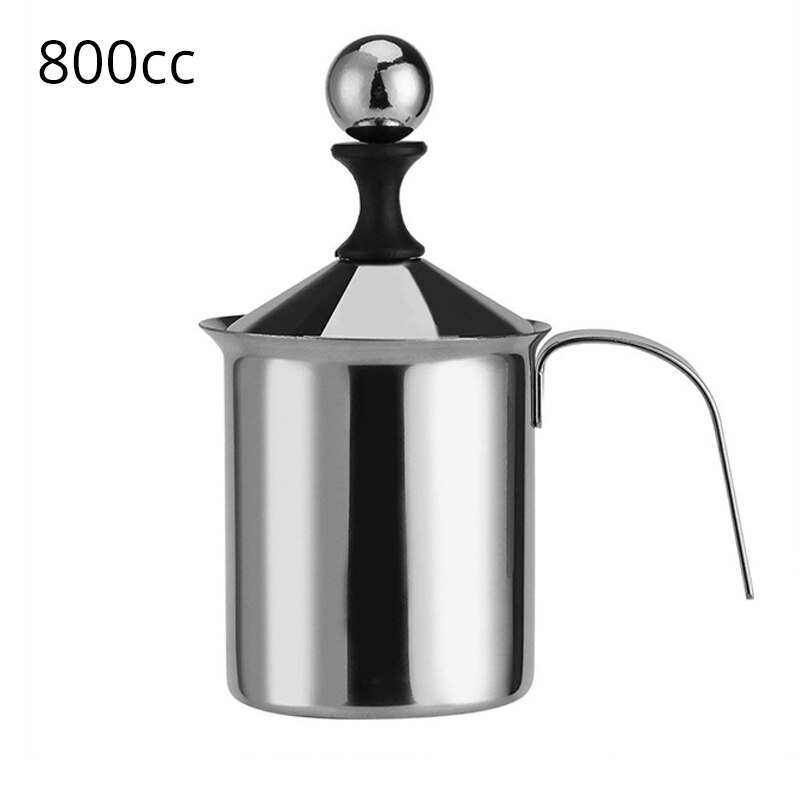 Manual Milk Frother, Stainless Steel Hand Pump Milk Foamer, Handheld Milk Frothing Pitchers for Cappuccions and Coffee Latte: 800cc