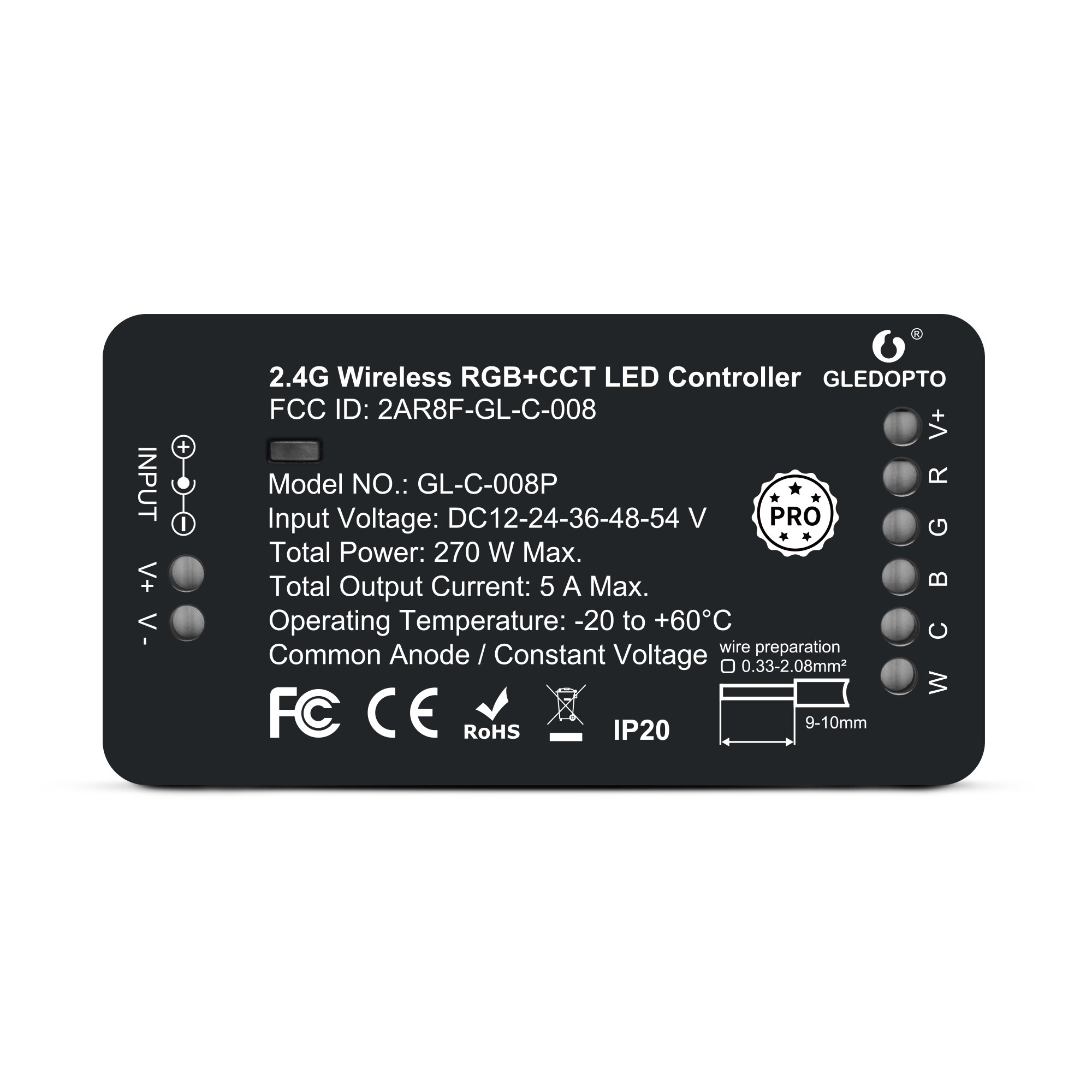 Zigbee 3.0 LED RGB CCT Light Strip Controller RGB Warm Cold White Pro Compatible with Hue Tuya App Voice 2.4G RF Remote Contro: GL-C-008P