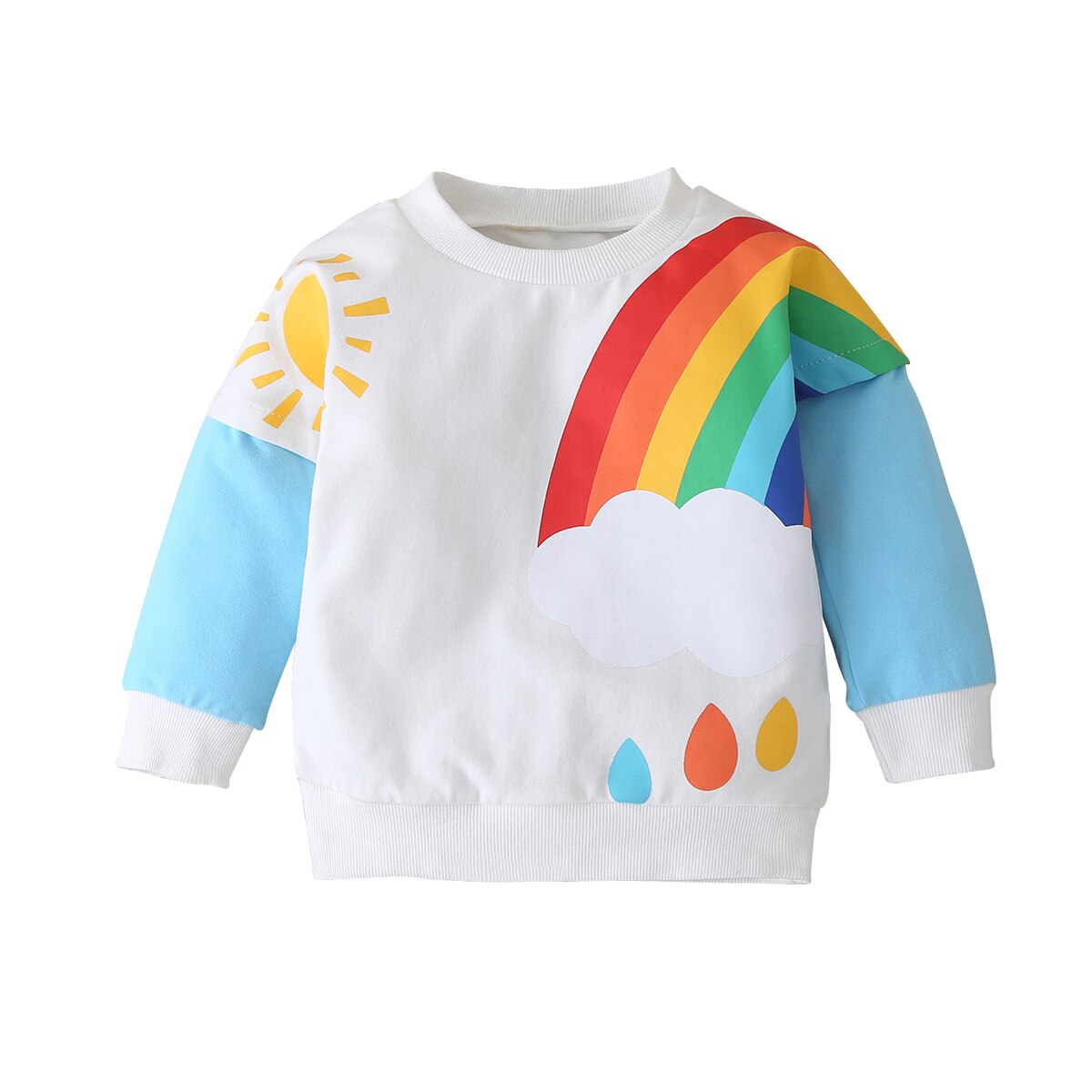 Sweat-shirt à manches longues pour bébés filles et garçons, imprimé arc-en-ciel, vêtements d'automne pour enfants: Blanc / 2t