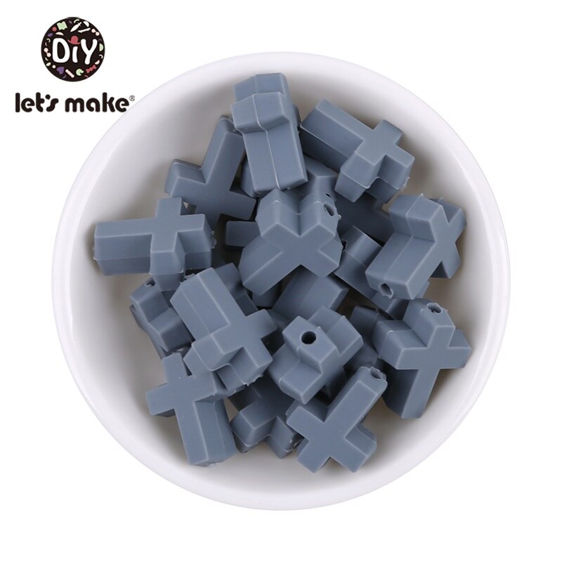 Let's Make-anneau de dentition en Silicone | 50 pièces, petites perles croisées de alimentaire, anneau de dentition de dessin animé, jouet bricolage, perles artisanales pour bébé: 2